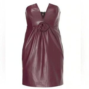 Ashley Park x RTR Voila Dress Vegan Leather Strapless Sheath Mini Purple Size 6